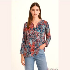 Zara Red and Blue Paisley Blouse